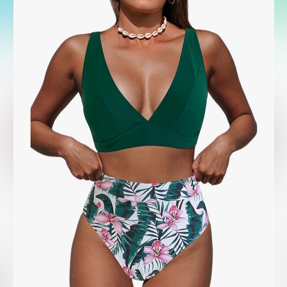 Hilinker Women's Hawaii Bikini Swimsuits High Waisted 2 Piece Bathing Suits